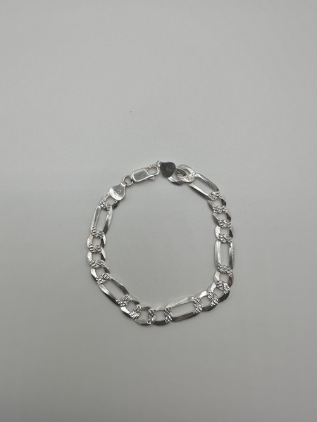 .925 7mm diamond cut figaro bracelet
