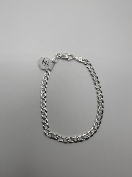 .925 Sterling Silver 5mm  diamond cut curb bracelet