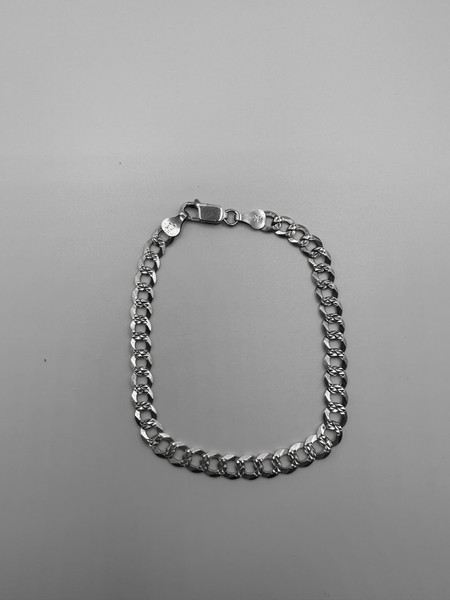 .925 Sterling Silver 6mm curb diamond cut bracelet