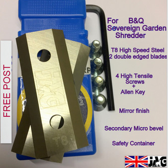 T8 HS Steel for B&Q SOVEREIGN Garden SHREDDER Blades, A complete Replacement kit