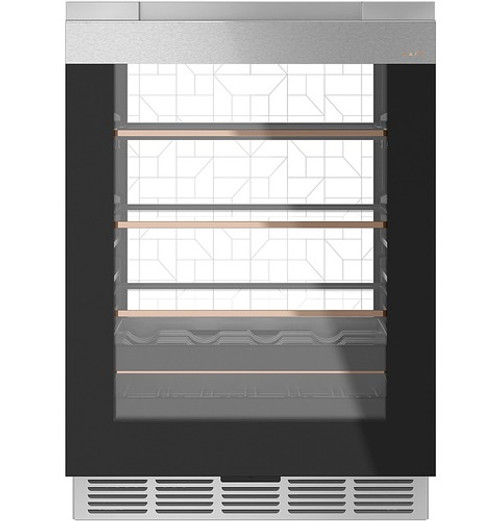 Café - Modern Glass 14-Bottle 126-Can Built-In Beverage Center with WiFi - Platinum Glass