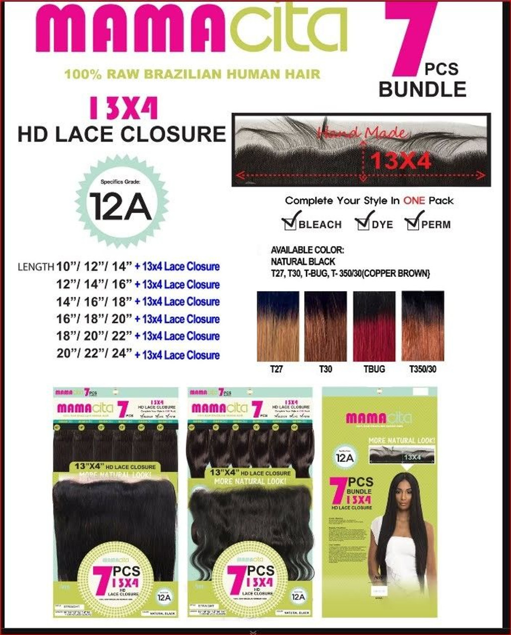 Amy MamaCita Raw Brazilian human hair 7pcs Wavy 22