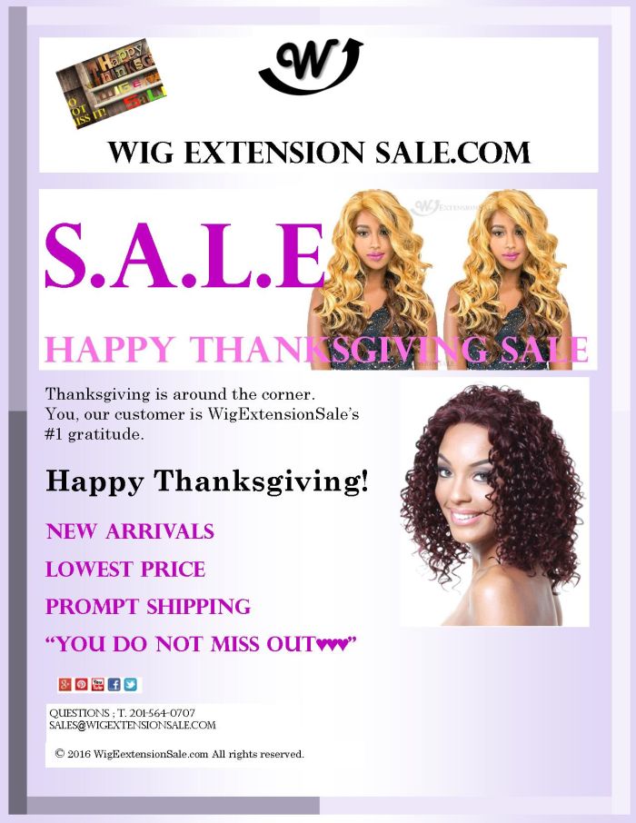 Thanksgiving SALE, Wig & Hair Extension Menu on