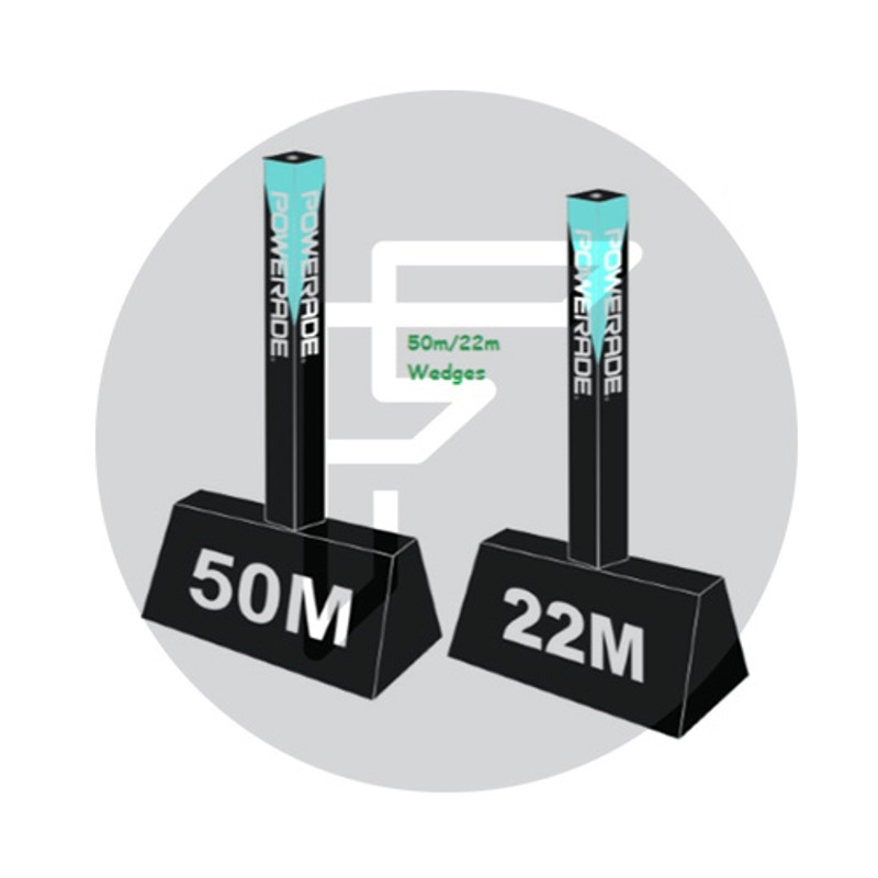 Field Marker Set BRANDED (2 X 50m Markers, 4 X 22m Markers)