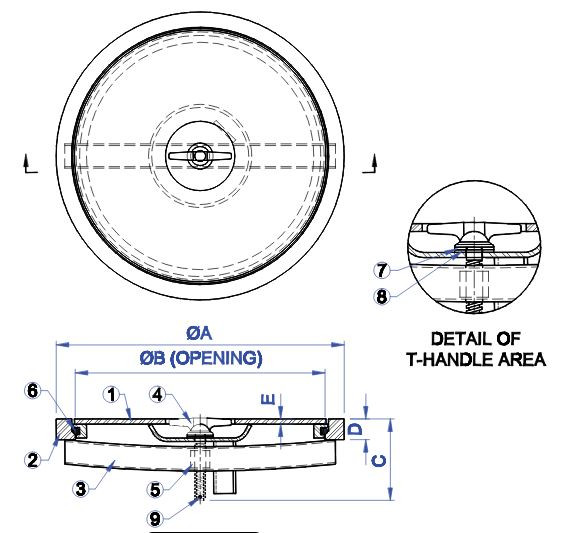 Watertight T-Bolt Hatch 430-18D