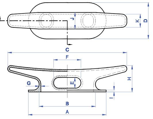 Kevel Chock 48" - Cast Steel