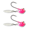 The CYCLONE jig will drive fish crazy, the FLASH and the Sparkle with only make the fish go crazier for your bait. These are in 3/8 oz they work great for  PIKE,WALLEYE,GREENBACKS,MUSKY,LAKE TROUT. These are poured on e super strong Eagle Claw hook in Black Nickel for EVEN more FLASH. 