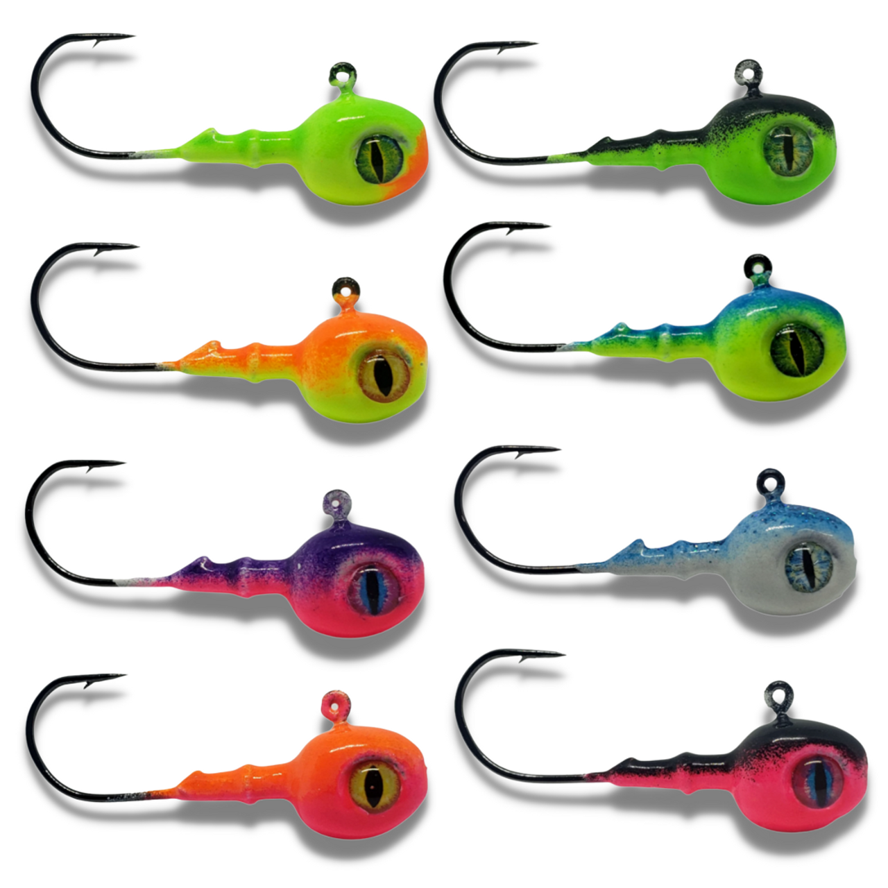 25 NEW LEAD JIG HEADS 3/8 OZ. GREAT WALLEYE JIGS YELLOW /ORANGE