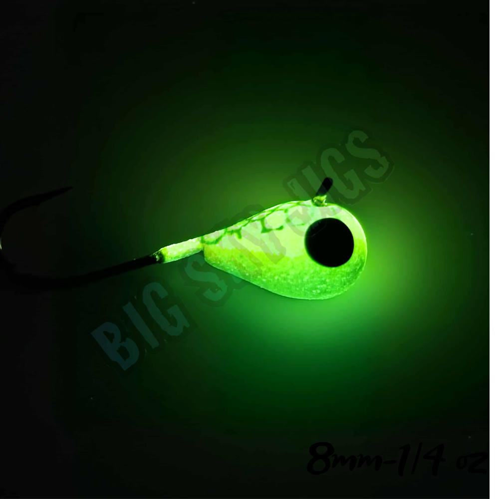 Big Sky Tungsten ( 2 pack ) 
Engineered for Forward Facing Sonar. Built for the Bite.

When precision meets visibility, you get the Big Sky Tungsten Jig Head. Designed for anglers who depend on forward-facing sonar, this jig’s tungsten construction delivers a compact profile with maximum weight, sensitivity, and control—so you can watch every move in real time.

The long-lasting glow finish keeps your bait visible in deep or stained water, while the dense tungsten head drops fast and holds steady in the sonar beam. A long shank hook provides perfect bait presentation and dependable hooksets, making it ideal for both plastics and live bait.

Key Features:

Forward Facing Sonar Optimized – Highly visible and responsive for precise tracking and reaction strikes.

Tungsten Composition – Compact design with superior sensitivity and fast fall rate.

Long-Lasting Glow Finish – Bright, durable glow for deep or low-light fishing.

Long Shank Hook – Improves bait hold, hook-up ratio, and presentation control.

Hydrodynamic Shape – Cuts water cleanly for stable tracking and lifelike movement.

Versatile Design – Performs flawlessly with soft plastics or live bait.

See it. Track it. Catch it. Big Sky Tungsten gives you the edge when every movement counts.