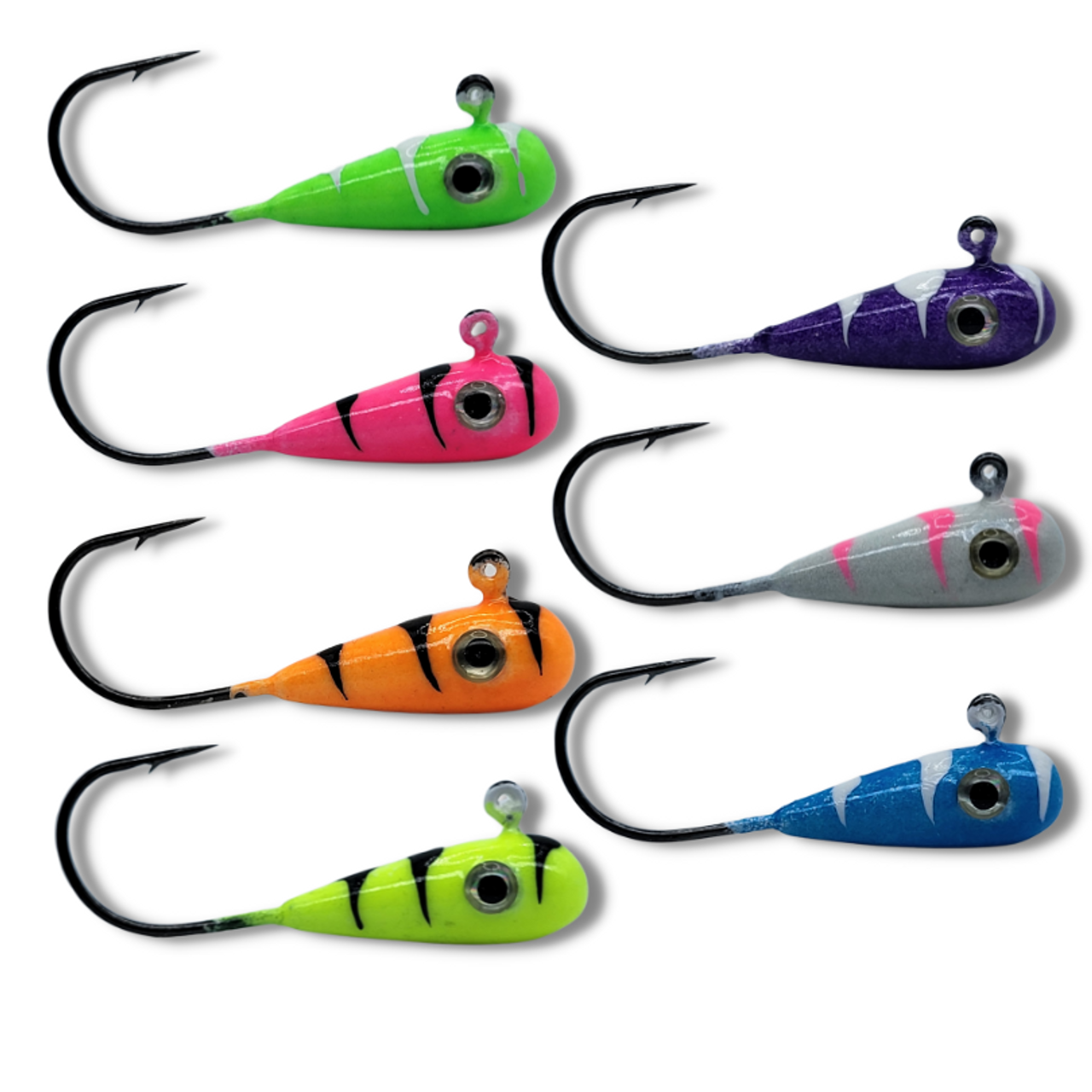 kaleidoscope Jigs are for all fish species. Our unique glow finish really produces the slabs! For the brightest kryptonite glow, charge with our Black UV  Flashlight. This ultra-violet flashlight is nearly invisible to the human eye, but does a real number on the Kryptonite Glow! Use All Kryptonite Jigs at night and in stained water situations. Trust you can trust, you’ll be impressed! Tip with leeches, minnows or Plastics.