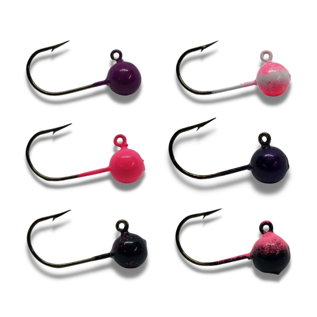 Short Shank 1/8 Ball Jigs
These short shank ball jigs are the perfect combination for those finicky walleye who are light biting. The small presentation paired with a minnow or leech assists with those bites when walleye are just sucking it in. Short shank jigs are also a favourite for using with live minnows. The added bonus of the short shank also means quicker hook set.