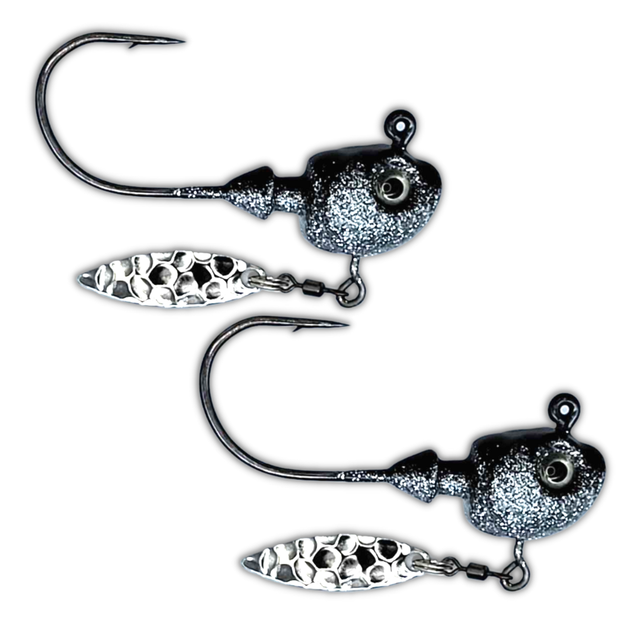 The HECLA HAMMER JIGS

These bad boys were custom created for meeting the needs of those anglers on Lake Winnipeg or needing a beefed up hook. They feature a current cutting design, 3D eyes, stout strong reinforced lead style and a beefy wide gap hook perfect for pairing with plastics and large minnows but still enough real estate to get a great hook set 10 out of the 12 designs feature Kryptonite Glow Paint Jobs.

We have a selection of them paired with willow leaf flasher blades and a selection without flashers.

You choose flasher or no flasher and which size.

1 oz, 1/2 oz, 1/4 oz

These are multi species and multi purpose for targeting large greenbacks, burbot, lake trout and pike.

 

 