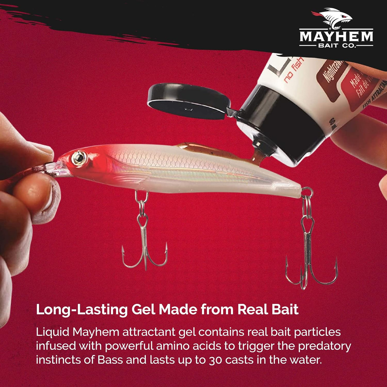 Mayhem Bait Co. Inc, is a company that is passionate about results,
Our soft plastic baits are designed and field tested in collaboration
with our pro staff to assure that they are the most effective styles,
actions and colors for bass and that they meet the demands of real
fishermen and women.
From stickbaits to crawfish to minnows, our soft plastics set the
standard in bass fishing, with the stamp of approval from real pros.
We know that the success of our business is entirely dependent
upon the experience that we provide for our customers. With that
in mind, Mayhem Bait Co. is committed to delivering a product that
exceeds your expectations and earns your trust.
