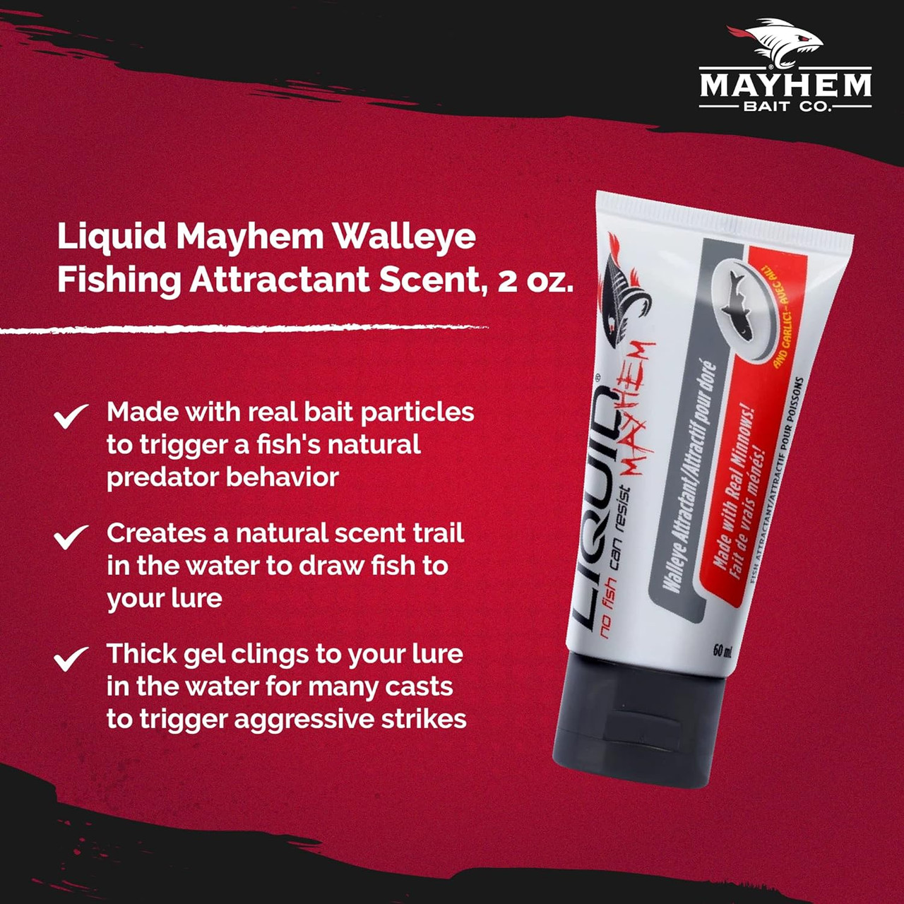 Mayhem Bait Co. Inc, is a company that is passionate about results,
Our soft plastic baits are designed and field tested in collaboration
with our pro staff to assure that they are the most effective styles,
actions and colors for bass and that they meet the demands of real
fishermen and women.
From stickbaits to crawfish to minnows, our soft plastics set the
standard in bass fishing, with the stamp of approval from real pros.
We know that the success of our business is entirely dependent
upon the experience that we provide for our customers. With that
in mind, Mayhem Bait Co. is committed to delivering a product that
exceeds your expectations and earns your trust.