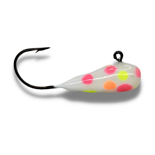 This is a Great selection if you are targeting fish in less then clear water, the glow will be seen from far away there for the fish will have to come check it out and taste your great bait.

Tip the jig with Minnows, Leeches, Worms, or your Artificial Bait.

1/4 oz Jig Head 
Eagle Claw 3052 Tournament Hook 
Kryptonite Glow Paint