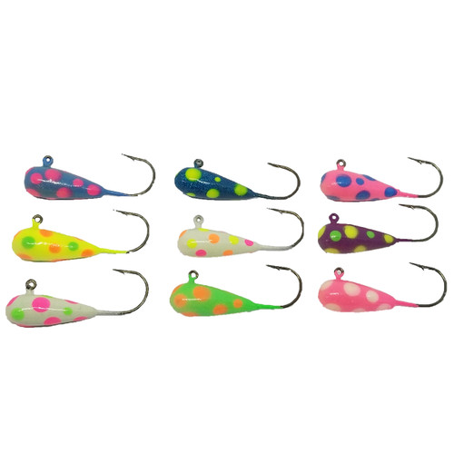 This is a Great selection if you are targeting fish in less then clear water, the glow will be seen from far away there for the fish will have to come check it out and taste your great bait.

Tip the jig with Minnows, Leaches, Worms, or your Artificial Bait.

1/4 oz Jig Head 
Eagle Claw 570 Hook 
Kryptonite Glow Paint