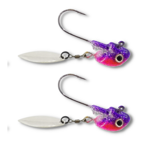 The CYCLONE jig will drive fish crazy, the FLASH and the Sparkle with only make the fish go crazier for your bait. These are in 3/8 oz they work great for  PIKE,WALLEYE,GREENBACKS,MUSKY,LAKE TROUT. These are poured on e super strong Eagle Claw hook in Black Nickel for EVEN more FLASH. 