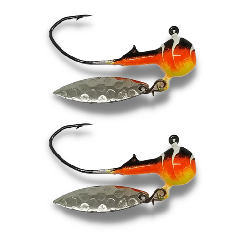 They " Baller " Jigs are a great way to attract the target fish when you need that little but of Bling on your hook. They are attached with a Quick Release clip just incase you want to change it up a bit

of you can add a stinger for that short bite. 

Tip your Jig with Minnows, Leeches, Worms, or your favourite plastic bait. 

1/4 oz Baller jig 

Eagle Claw 3/0 Black NICKEL Little Nasty Hook ( NEW ) 

Painted with Powder Paint then backed with a extra coat of clear to make sure you get the Best Durability possible out of your investment. 