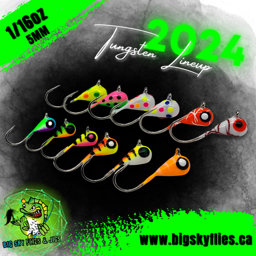 This Set Consists of 12 Tungsten Jigs from or 2024 Lineup 
 

5mm or 1/16 oz 

The combination of heavy duty Tungsten and super-fast drop speed delivers your favorite soft plastic or live-bait presentation to the strike zones faster and with greater efficiency.The precision balance is amplified by a 90 degree hook eye which ensures the optimal horizontal position and maintains the perfect strike angle!

 

High Density Tungsten offers the same weight as traditional lead at half the size jig head
Precision Balanced with 90 degree line tie keeps your jig in the perfect position at all times
Rig with your soft plastic or live bait for maximum performance

 

 