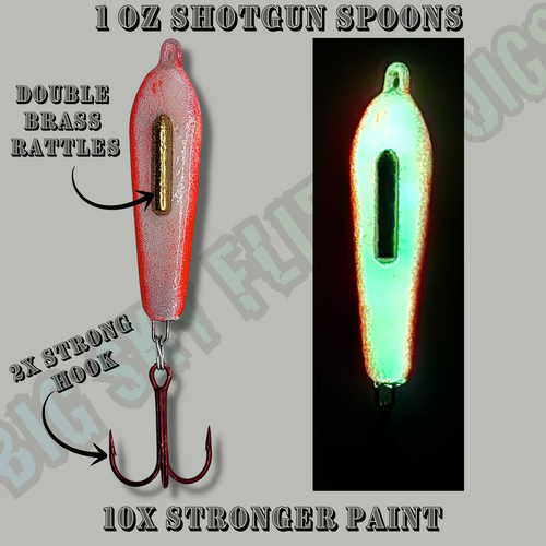 1 oz Double Barrel Rattle Shotgun Spoon Red - Big Sky Flies and Jigs