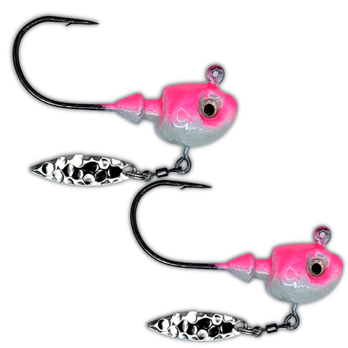 The HECLA HAMMER JIGS

These bad boys were custom created for meeting the needs of those anglers on Lake Winnipeg or needing a beefed up hook. They feature a current cutting design, 3D eyes, stout strong reinforced lead style and a beefy wide gap hook perfect for pairing with plastics and large minnows but still enough real estate to get a great hook set 10 out of the 12 designs feature Kryptonite Glow Paint Jobs.

We have a selection of them paired with willow leaf flasher blades and a selection without flashers.

You choose flasher or no flasher and which size.

1 oz, 1/2 oz, 1/4 oz

These are multi species and multi purpose for targeting large greenbacks, burbot, lake trout and pike.

 

 