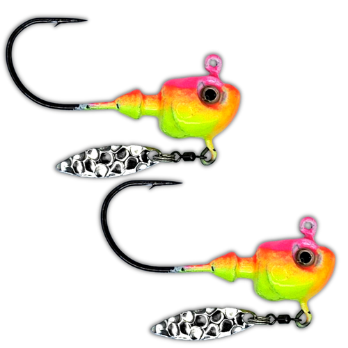 The HECLA HAMMER JIGS

These bad boys were custom created for meeting the needs of those anglers on Lake Winnipeg or needing a beefed up hook. They feature a current cutting design, 3D eyes, stout strong reinforced lead style and a beefy wide gap hook perfect for pairing with plastics and large minnows but still enough real estate to get a great hook set 10 out of the 12 designs feature Kryptonite Glow Paint Jobs.

We have a selection of them paired with willow leaf flasher blades and a selection without flashers.

You choose flasher or no flasher and which size.

1 oz, 1/2 oz, 1/4 oz

These are multi species and multi purpose for targeting large greenbacks, burbot, lake trout and pike.

 

 