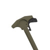 Ar-15 olive drab green tactical firearm charging handle.