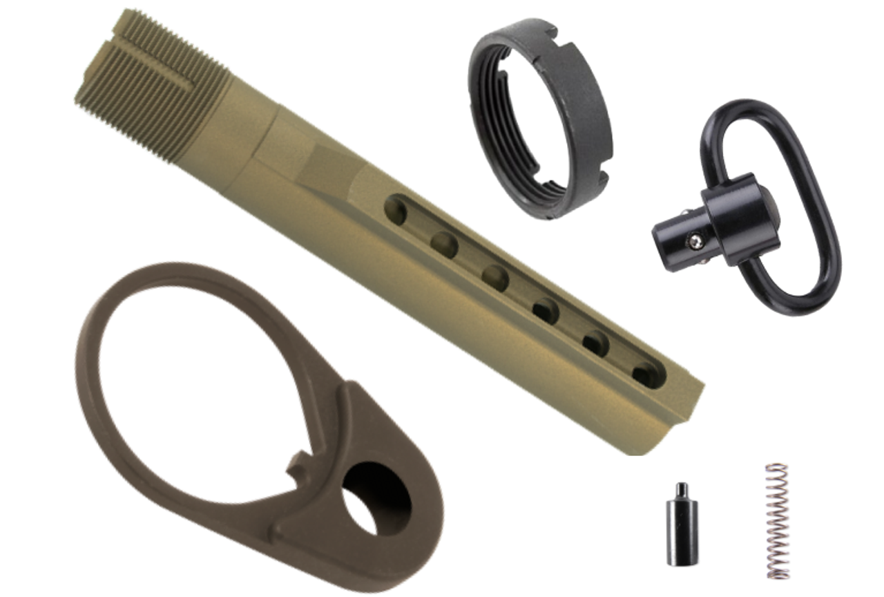 BUFFER TUBE 6-POSITION KIT MIL SPEC CERAKOTE GOLD CARBINE STOCK AR15 223 