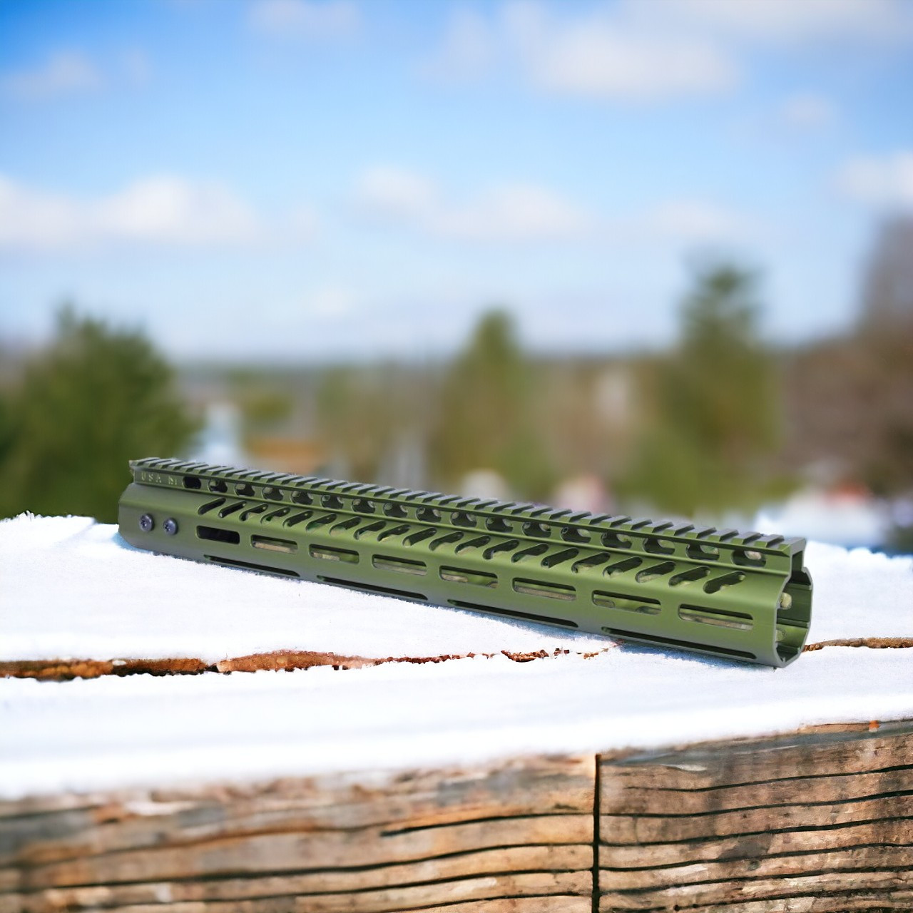 .308 15″ Lightweight Anodized Green MLOK With Monolithic Top Rail