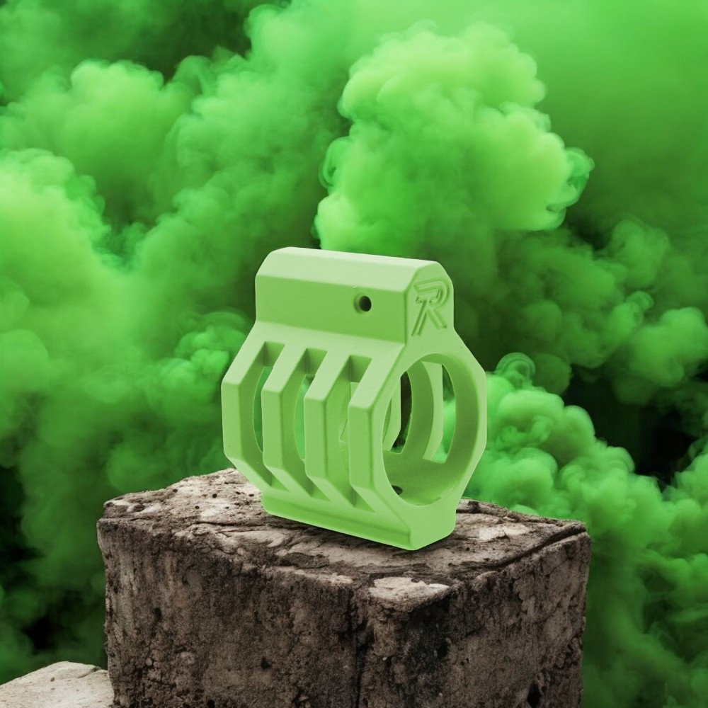 AR-15 Zombie Green Caged Skeletonized .750 Gas Block