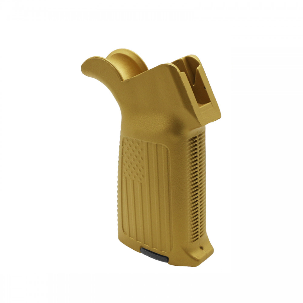 AR-15 Cerakote Gold Grip USA Engraved Pistol Grip