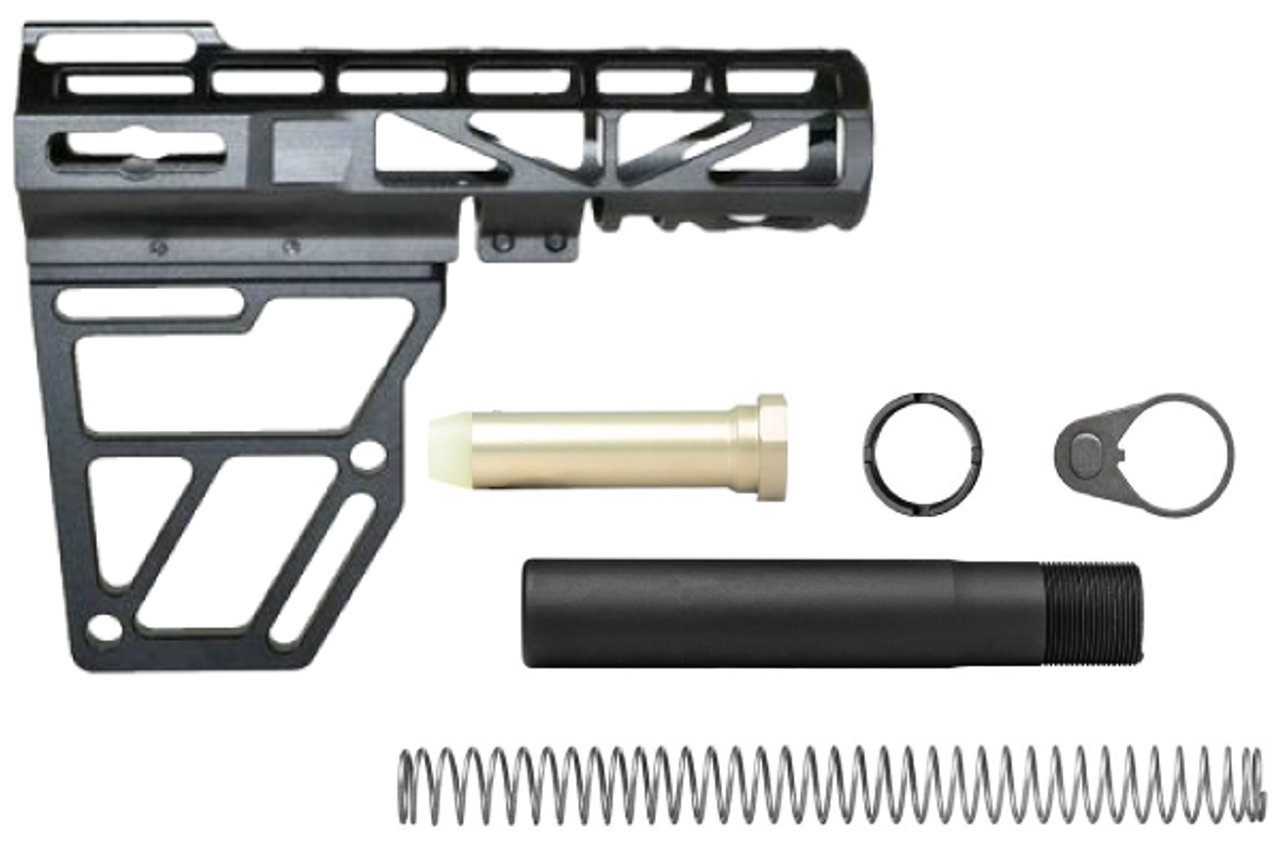 Black Anodized Aluminum Skeletonized Pistol Brace Stabilizer – Texas  Precision Optics Inc