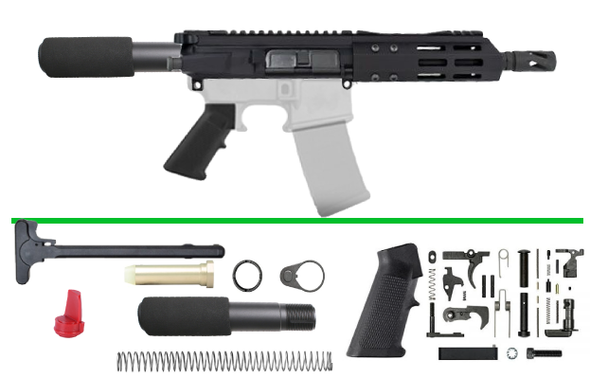 AR15 7.62x39 7.5 Pistol Length Complete Upper AND STANDARD BUFFER PAD LOWER BUILD KIT