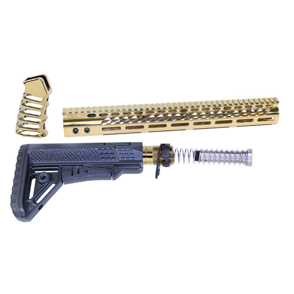 1/6 タクティカルUDR-15 & SPCアクセサリーセット A 6932 AR-15 Gold Plated Pistol Furniture Set W/Micro Breach Pistol Brace
