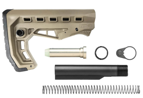 Flat Dark Earth (FDE) XTS-58 Skeletonized Stock with Angled Rubber Buttpad Buffer Tube Kit