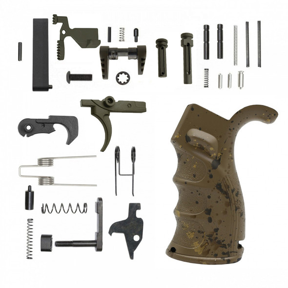 AR15 Custom Cerakote Splatter FDE/ODG Lower Parts Kit