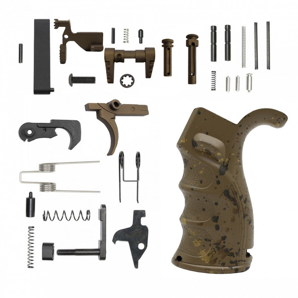AR15 Custom Cerakote Splatter FDE/BB Lower Parts Kit