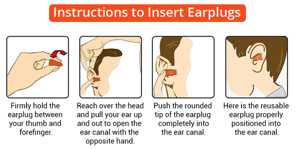 Pair of Disposable Foam Earplugs Instructions