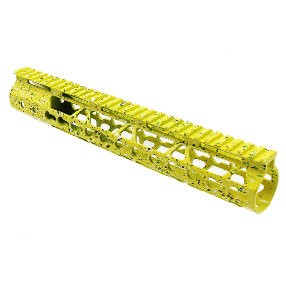 AR15 12" Cerakote Yellow Splatter Keymod Full Rail Hand Guard