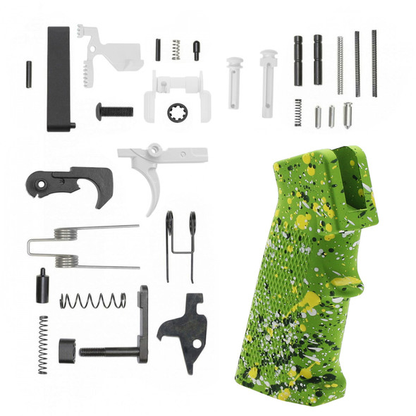 AR15 Custom Zombie Green Splatter White Lower Parts Kit