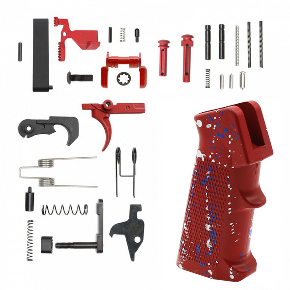 AR-15 Cerakote Red Splatter Lower Receiver Parts Kit.