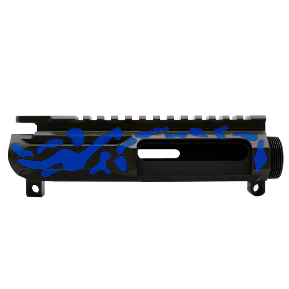 AR-15 Blue Flame Camo Side Cut Upper Receiver