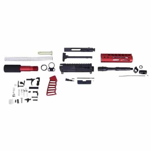 Guntec AR-15 5.56 Complete Ultralight Series Pistol Kit- No Lower- Anodized Red