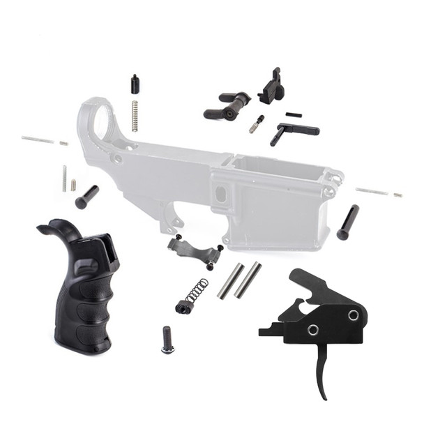 AR10 .308 Enhanced Lower Parts Kit w Drop-In Trigger & Hybrid Grip