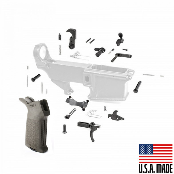 AR-10LR-308 Lower Parts Kit with OD Green Magpul Grip & Trigger Guard.