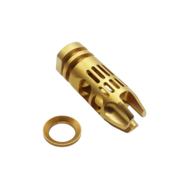 AR-15.2235.56 Gold Finish Muzzle Brake for 12x28 Pitch