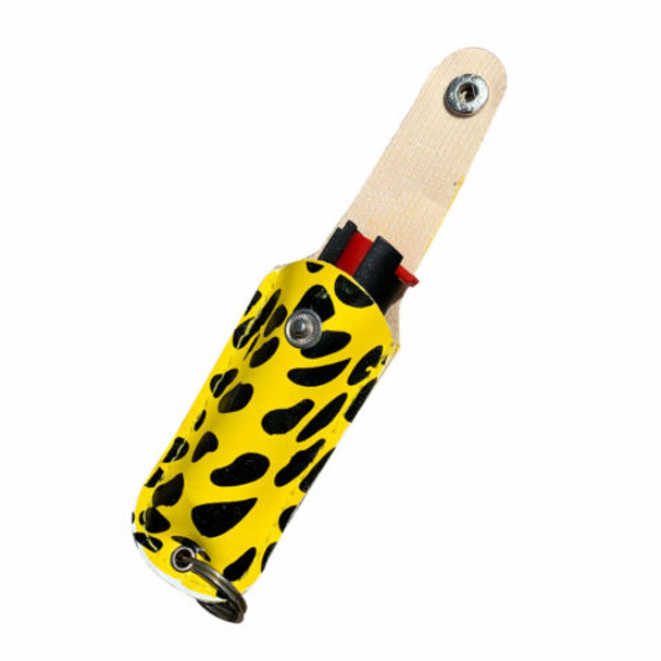 OM2 .5oz Yellow Cheetah Pattern Pepper Spray Keychain