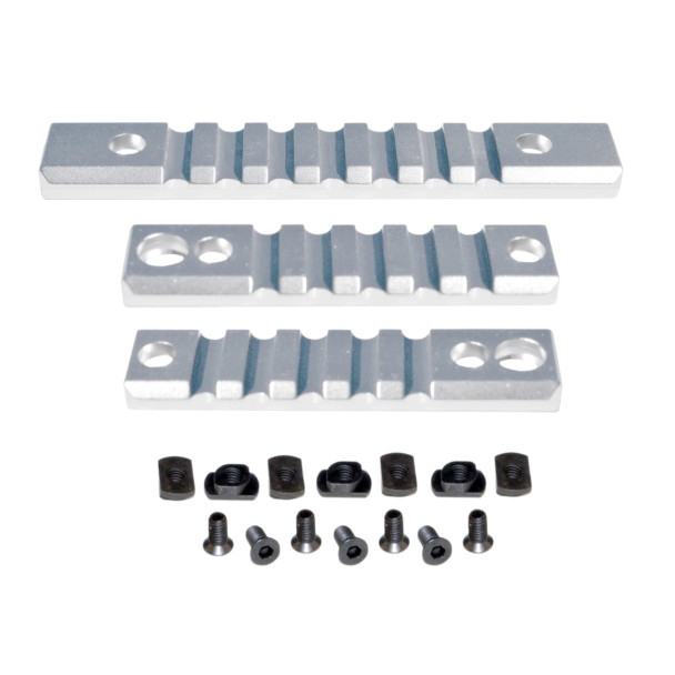 3 Piece Silver Picatinny Rail Section Kit for M-LOK Style Slots