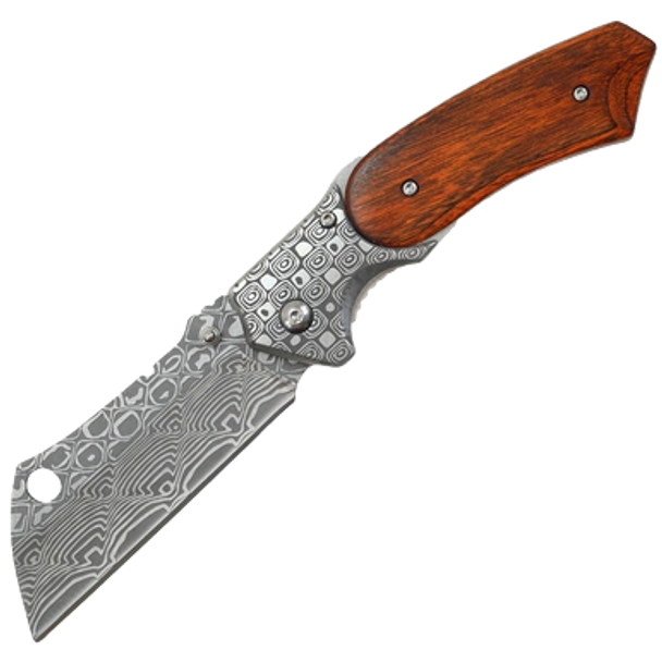 BUCKSHOT 8 DAMASCUS STYLE SPRING ASSISTED FOLDING POCKET KNIFE