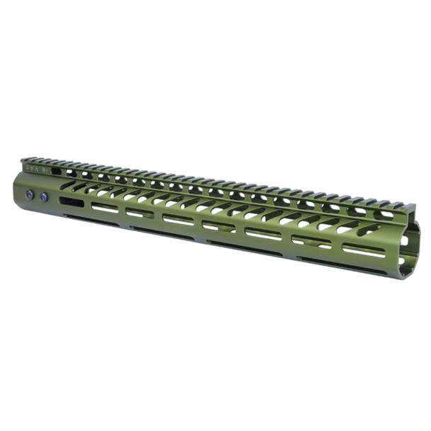 .308 15″ Lightweight Anodized Green MLOK With Monolithic Top Rail